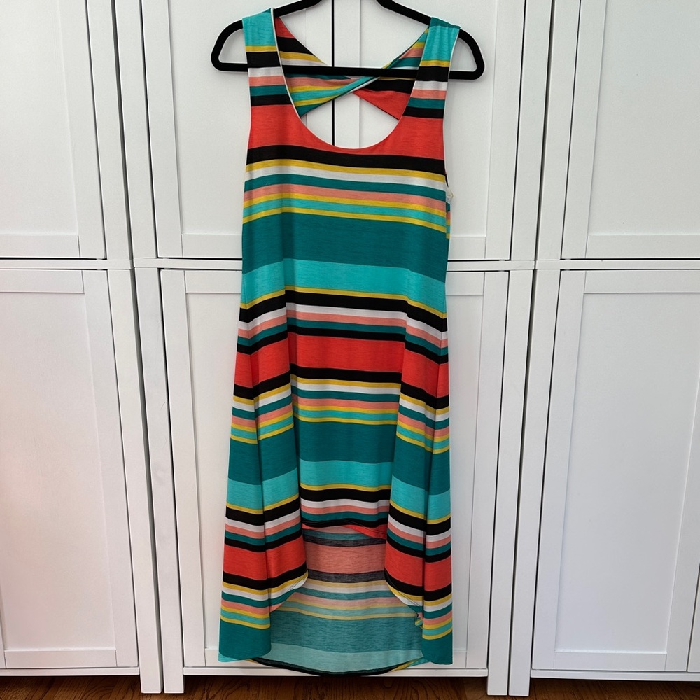 Colorful Striped High Low Dress NWT